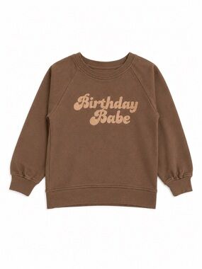 Colored Organics Birthday Babe Sweatshirt Toddler Girls 4T Brown Pullover